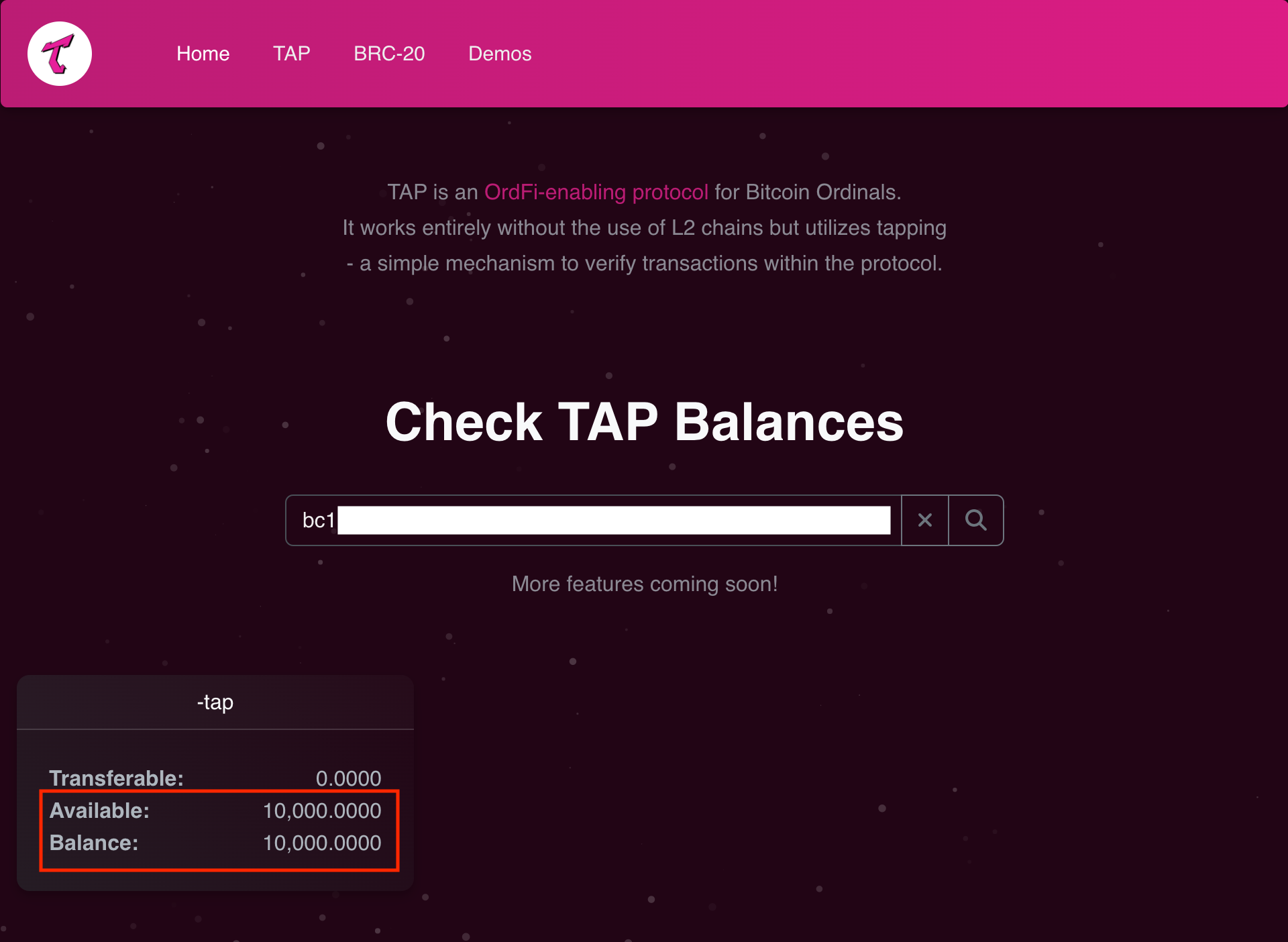 基于 Ordinals 的 Tap 协议首个代币 -tap 转账教程