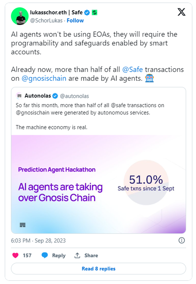 今日推荐 | Safe：人工智能代理经济将在智能账户上运行