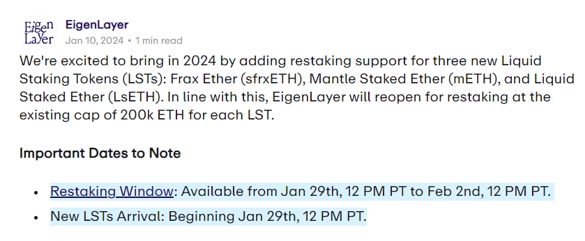 盘点 Eigenlayer 再质押赛道有机会获得空投的项目  第1张