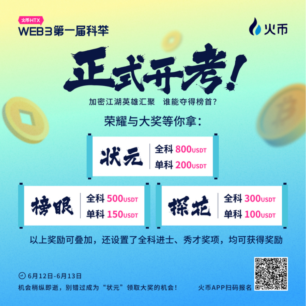 火币HTX Web3第一届“科举”季今日开考 “金榜题名”即可瓜分100,000 USDT奖学金