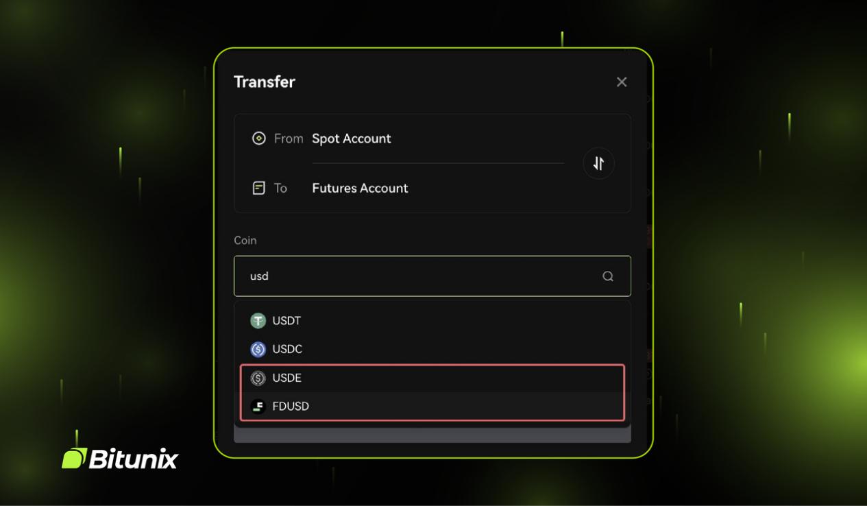 Bitunix 扩展多资产模式：新增 USDe 和 FDUSD 作为合约交易保证金选项  第2张