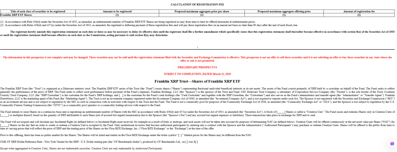 Franklin Templeton nộp hồ sơ mở XRP ETF lên SEC 15 富兰克林邓普顿向美国证券交易委员会提交 XRP ETF 第3张