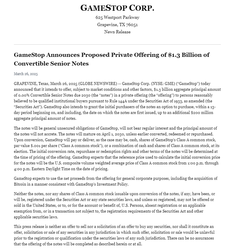 Gamestop 融资 13 亿美元推进比特币战略:从「游戏零售遗老」到「加密革命新贵」的魔幻征途 第4张