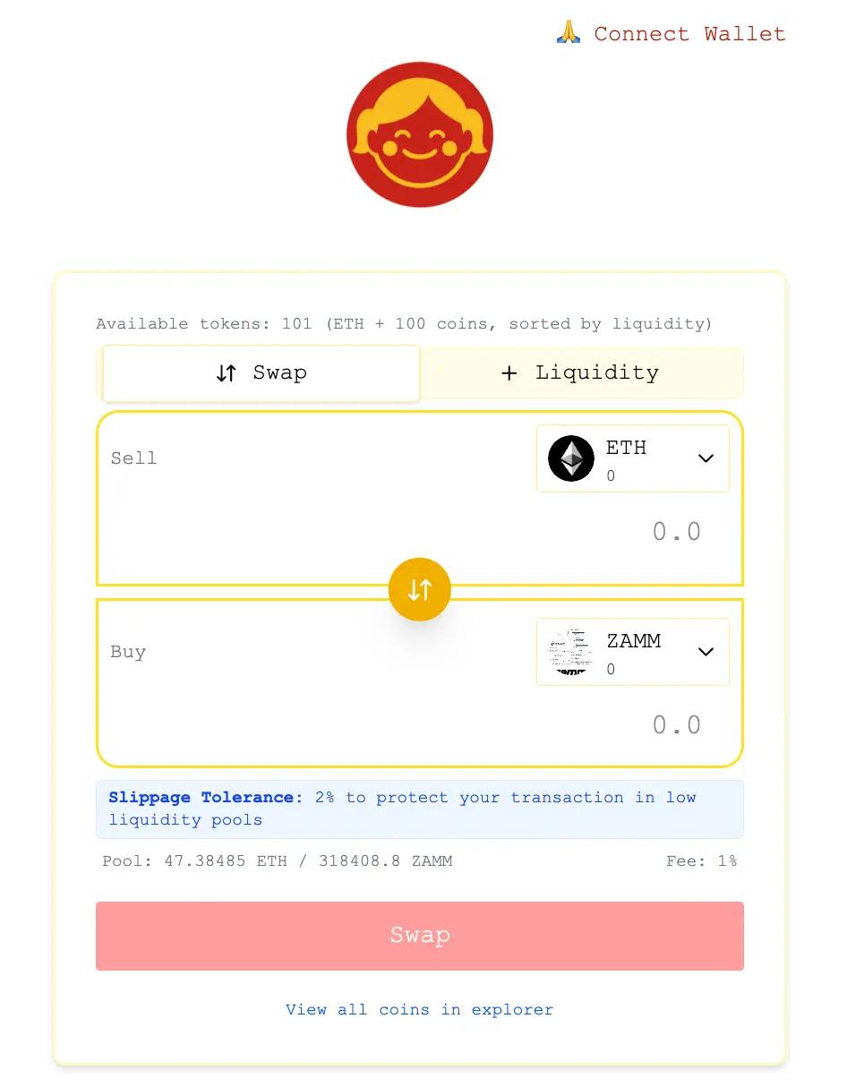 24小时涨幅100%,一文读懂ETH生态新项目ZAMM 第3张