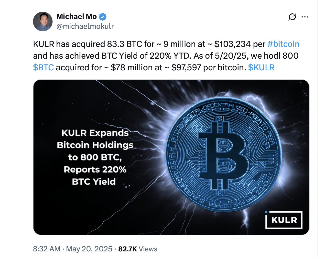 KULR 的比特币策略带来 220% 的回报 第1张
