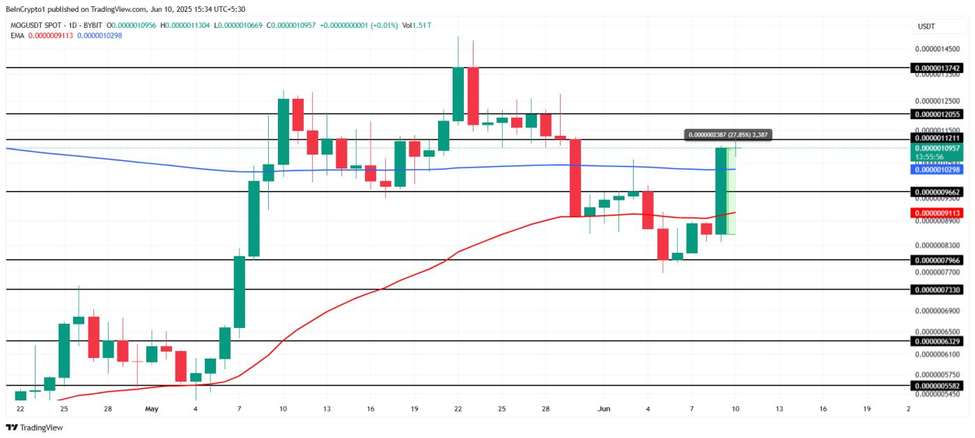 Mog Coin上涨27% 接近黄金交叉 | 今日值得关注的Meme Coins 第1张