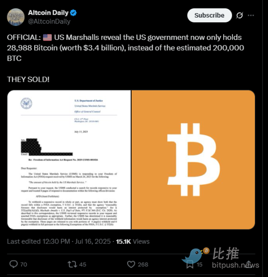 美法警局偷偷卖了 17 万枚 BTC?史诗级补仓要来了吗? 第2张